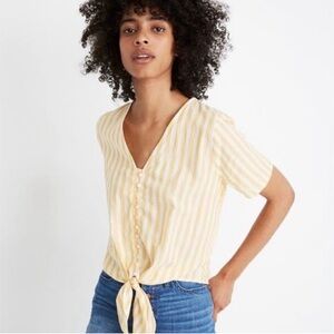 Madewell Butter Yellow and white striped top